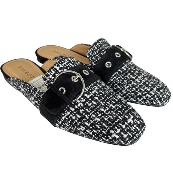 Talbots Stella Tweed Mules Womens Shoe Size 6.5 Classic Preppy Black White NEW - Picture 10 of 10